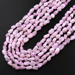 Natural Kunzite Freeform Rounded Pebble Nuggets Beads Lilac Pink Gemstone 15.5" Strand