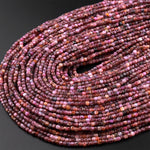 Real Genuine Natural Ruby Faceted 2mm 3mm Cube Dice Square Beads Micro Faceted Laser Diamond Cut 15.5" Strand