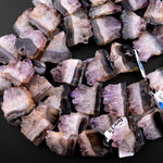 Freeform Natural Amethyst Slice Pendants Focal Beads Raw Rough Purple Crystal Stalactite Slab Center Drilled Gemstone 15.5" Full Strand