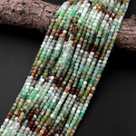 Natural Bicolor Green Brown Chrysoprase Faceted 4mm Cube Square Dice Beads Gemstone 15.5" Strand