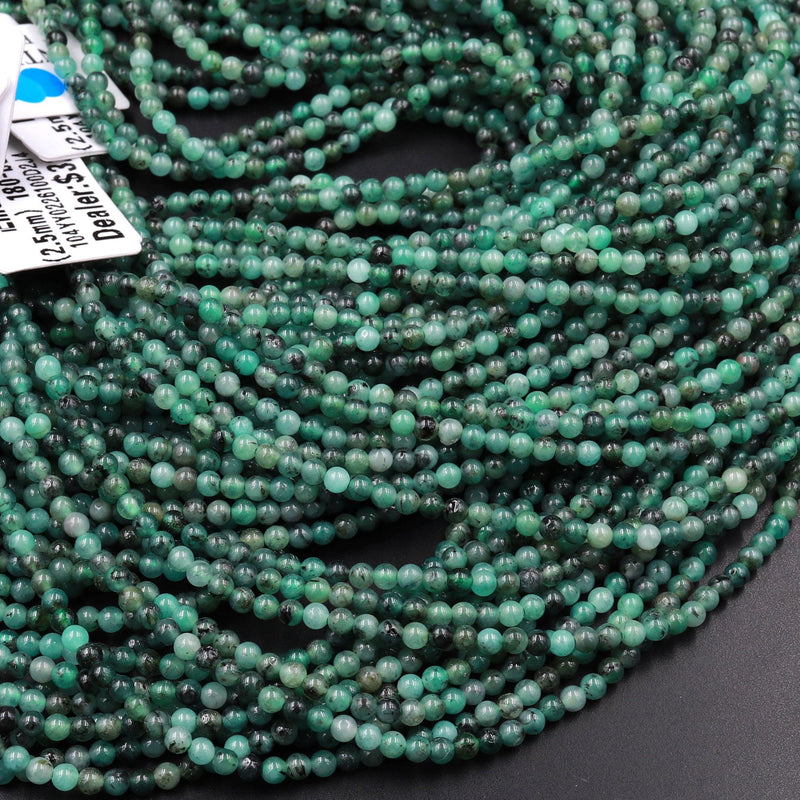 Real Genuine 100% Natural Green Emerald Gemstone Beads 2mm 3mm 4mm Round Beads May Birthstone 15.5" Strand