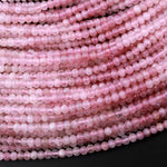 Genuine Madagascar Pink Rose Quartz Micro Faceted 4mm Rondelle Beads 15.5" Strand