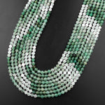 Faceted African Green Chalcedony 4mm Round Beads Micro Cut Gemstone 15.5" Strand