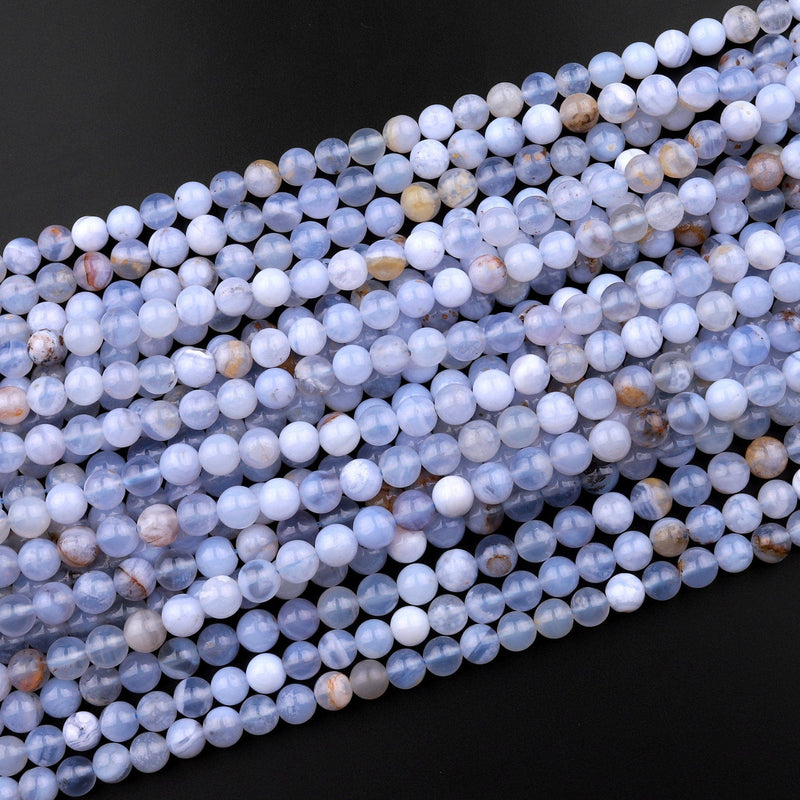 Natural Blue Chalcedony 4mm 6mm 8mm 10mm Round Beads 15.5" Strand