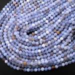 Natural Blue Chalcedony 4mm 6mm 8mm 10mm Round Beads 15.5" Strand