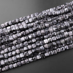 Natural Larvikite 6mm 8mm Beads Faceted Cube Aka Norway Moonstone 15.5" Strand