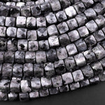 Natural Larvikite 6mm 8mm Beads Faceted Cube Aka Norway Moonstone 15.5" Strand