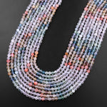 Micro Faceted Multicolor Mixed Gemstone Round Beads 4mm Fluorite Red Agate 15.5" Strand