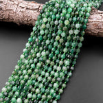 Natural Green Aventurine 6mm Beads Faceted Energy Prism Double Point Cut 15.5" Strand