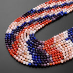Micro Faceted Multicolor Mixed Gemstone Round Beads 4mm Red Botswana Agate Amethyst Lapis Peach Moonstone 15.5" Strand