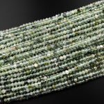 Micro Faceted Natural Green Prehnite Rondelle Beads 3mm 4mm 15.5" Strand