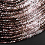AAA Micro Faceted Multicolor Natural Smoky Quartz Prism Beads 4mm Laser Diamond Cut Gemstone 15.5" Strand
