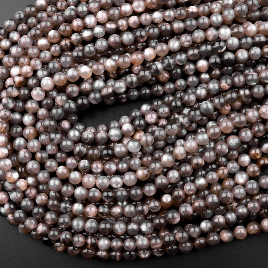 Natural Black Sunstone 4mm 6mm 8mm 10mm Round Beads 15.5" Strand