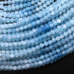 Natural Blue Aquamarine 4mm Beads Faceted Energy Prism Double Terminated Point Cut 15.5" Strand