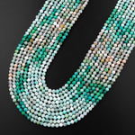Peruvian Amazonite 3mm Faceted Round Beads Multi Shaded Natural Sea Blue Green Gemstone Micro Diamond Cut 15.5" Strand