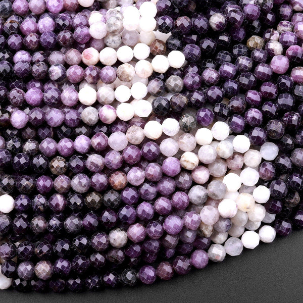 Natural Purple Opal Faceted 4mm Round Beads Micro Diamond Cut Gemstone 15.5" Strand