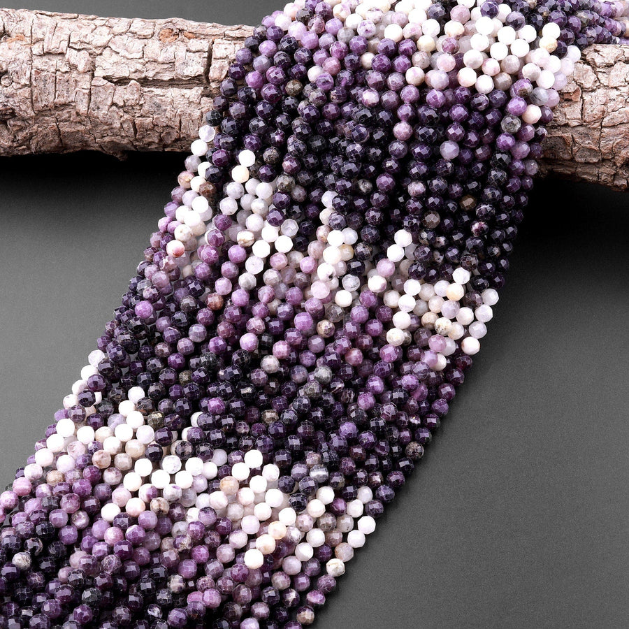 Natural Purple Opal Faceted 4mm Round Beads Micro Diamond Cut Gemstone 15.5" Strand