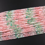 Micro Faceted Multicolor Mixed Gemstone Round Beads 4mm Pink Opal Green Chyrsoprase 15.5" Strand