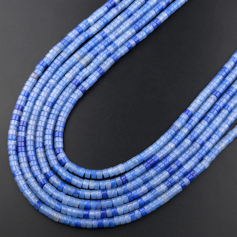Natural Blue Aventurine 4mm Heishi Rondelle Beads Aka Blue Quartz 15.5" Strand
