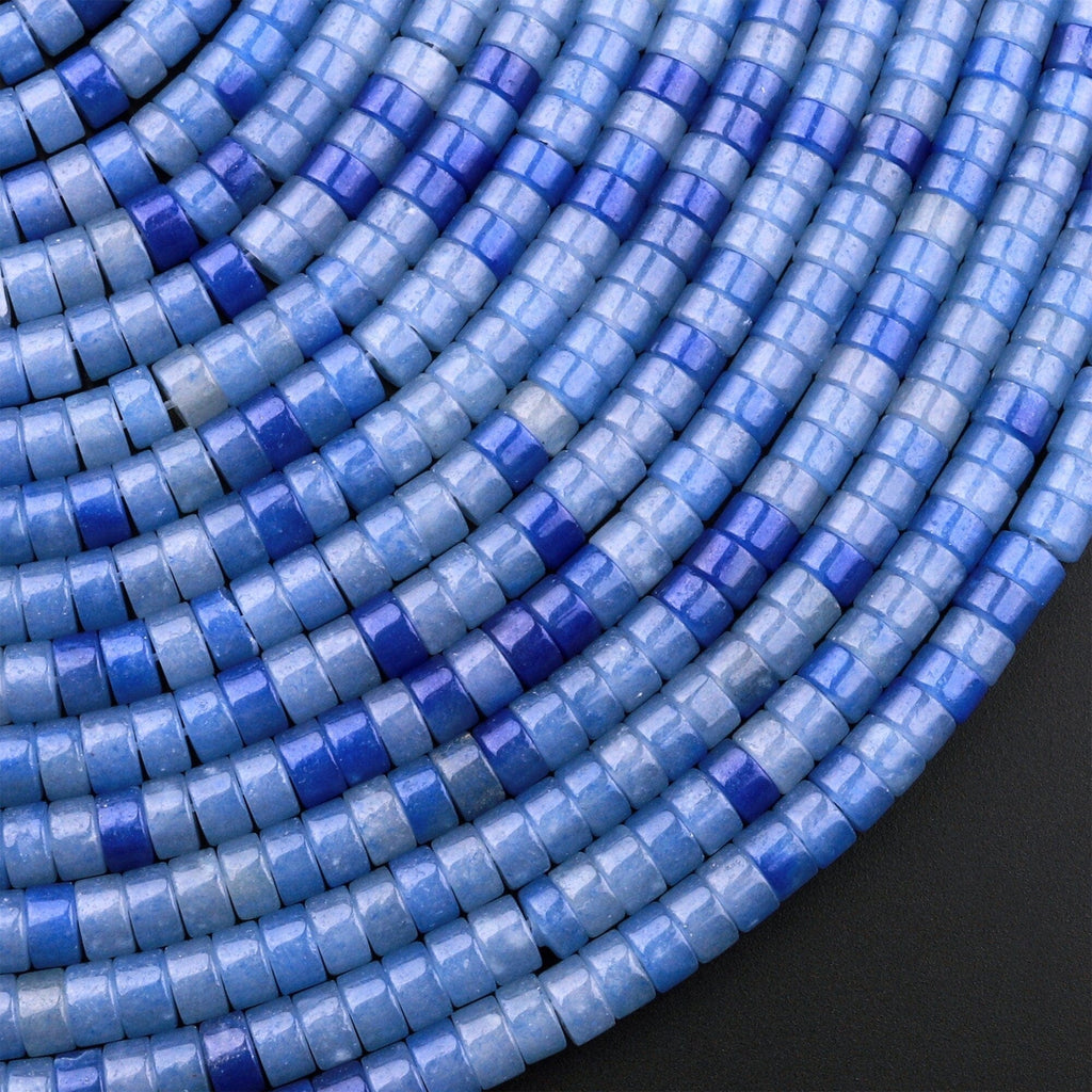 Natural Blue Aventurine 4mm Heishi Rondelle Beads Aka Blue Quartz 15.5" Strand