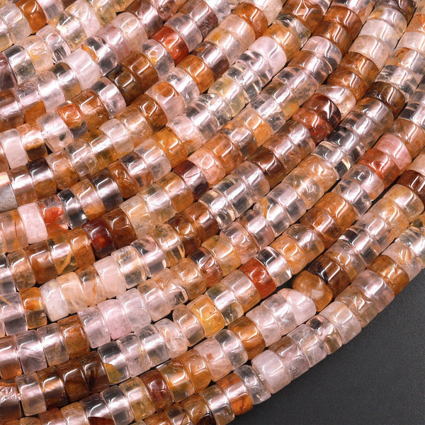 Natural Golden Phantom Quartz 6mm Heishi Rondelle Beads 15.5" Strand