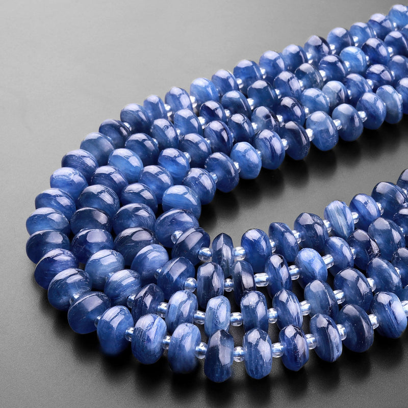 Natural Blue Kyanite Heishi Rondelle Bead 10mm 15.5" Strand