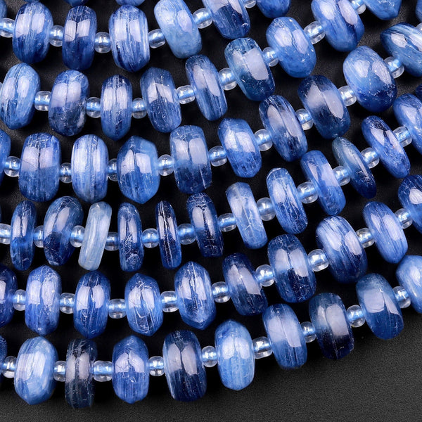 Natural Blue Kyanite Heishi Rondelle Bead 10mm 15.5" Strand