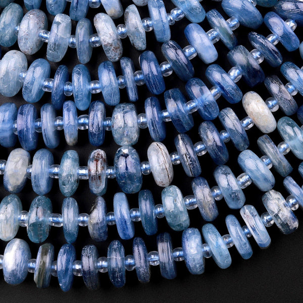 Natural Bicolor Blue Green Kyanite Heishi Rondelle Bead 10mm 15.5" Strand