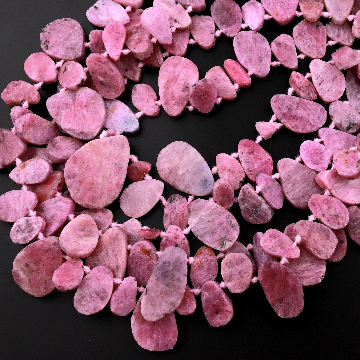 Real Genuine Natural Red Pink Ruby Gemstone Large Flat Freeform Teardr ...
