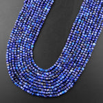 Natural Blue Lapis Gemstone Faceted 2mm Cube Square Dice Beads 15.5" Strand