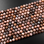 Natural Black Sunstone 4mm 6mm 8mm 10mm Round Beads 15.5" Strand