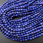 Faceted 8mm Blue Lapis Coin Beads Flat Disc Dazzling Facets Natural Gemstone 15.5" Strand