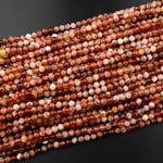 AAA Faceted Natural Orange Yellow Brandy Opal 4mm Round Beads Extra Gemmy 15.5" Strand