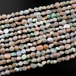 Natural Garnierite Green Moonstone Freeform Chip Pebble Nugget Beads Gemstone 15.5" Strand