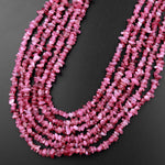 Natural Pink Tourmaline Freeform Hammered Beads 15.5" Strand