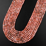 Faceted Natural Sunstone Round Beads 4mm Sparkling Micro Diamond Cut Gemstone 15.5" Strand