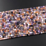 Natural Multicolor Fluorite Faceted 4mm Cube Square Dice Beads 15.5" Strand