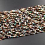 Natural Green Brown Chrysocolla 3mm 4mm Faceted Round Beads Micro Laser Diamond Cut Gemstone 15.5" Strand