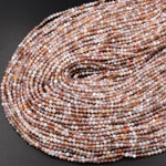 Micro Faceted Natural Botswana Agate 3mm Round Beads Laser Diamond Cut Gemstone 15.5" Strand