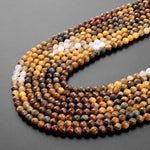 Genuine African Golden Yellow Pietersite Faceted 4mm Round Beads From Namibia South Africa 15.5" Strand