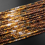 Genuine African Golden Yellow Pietersite Faceted 4mm Round Beads From Namibia South Africa 15.5" Strand