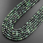 Natural Russian Dark Green Jade Faceted 4mm Cube Square Dice Beads Gemstone 15.5" Strand