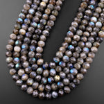 Large Chunky Flashy Natural Dark GoldenGray Labradorite Faceted Rondelle 10mm Beads Strong Flashes 15.5" Strand