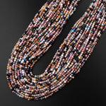 Micro Faceted Multicolor Mixed Gemstone Round Beads 2mm Opal Amazonite Lapis Amethyst Spinel Apatite 15.5" Strand