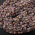 Micro Faceted Multicolor Mixed Gemstone Round Beads 2mm Opal Amazonite Lapis Amethyst Spinel Apatite 15.5" Strand