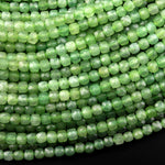 Natural Russian Green Jade Faceted 4mm Cube Square Dice Beads Gemstone 15.5" Strand