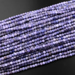 Faceted Natural Tanzanite 4mm Cube Beads Purple Blue Gemstone 15.5" Strand
