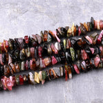 Large Natural Multicolor Tourmaline Slices Freeform Rondelle Disc Center Dilled Beads 15.5" Strand