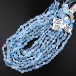 Natural Blue Aquamarine Freeform Chip Pebble Nugget Beads Gemstone 15.5" Strand
