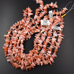 Natural Orenge Sunstone Freeform Chip Nugget Spike Beads 15.5" Strand